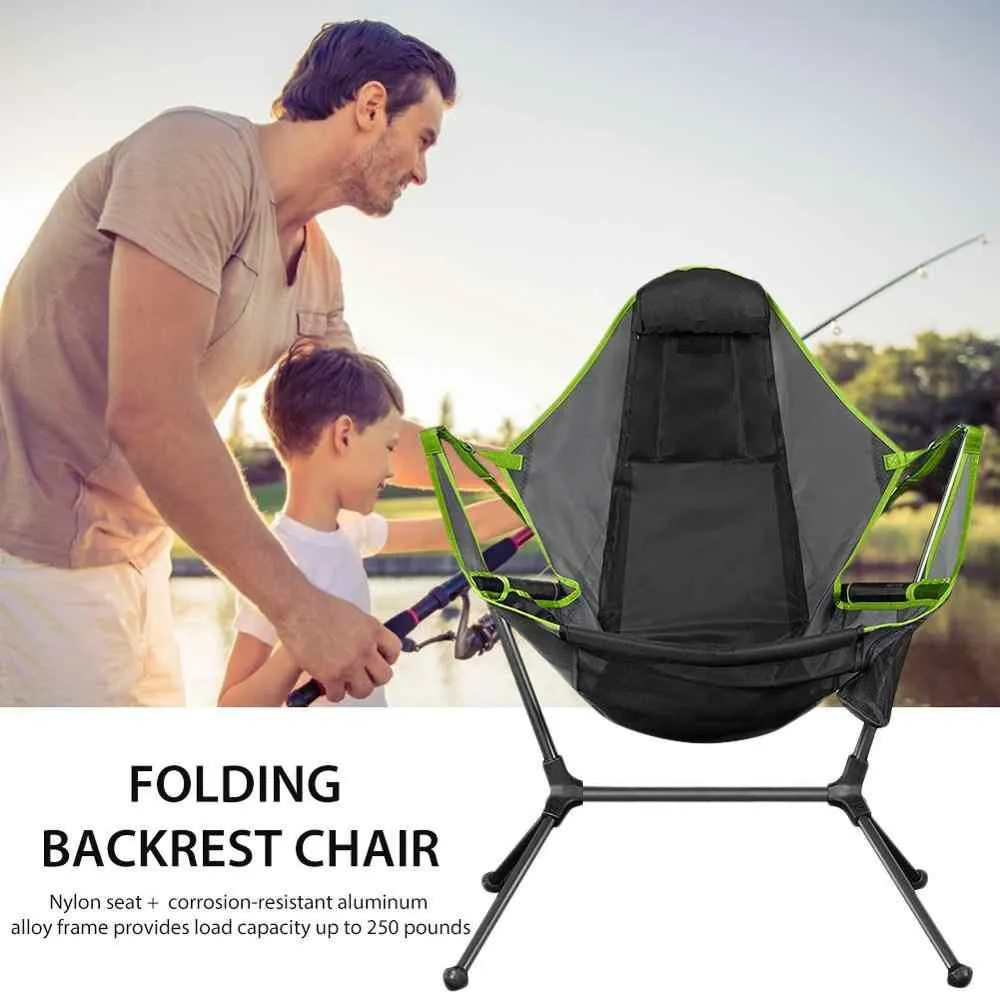 Kids Swing Camping Chair Foldable Luxury Recliner Relaxation Swinging Comfort Lean Back Outdoor