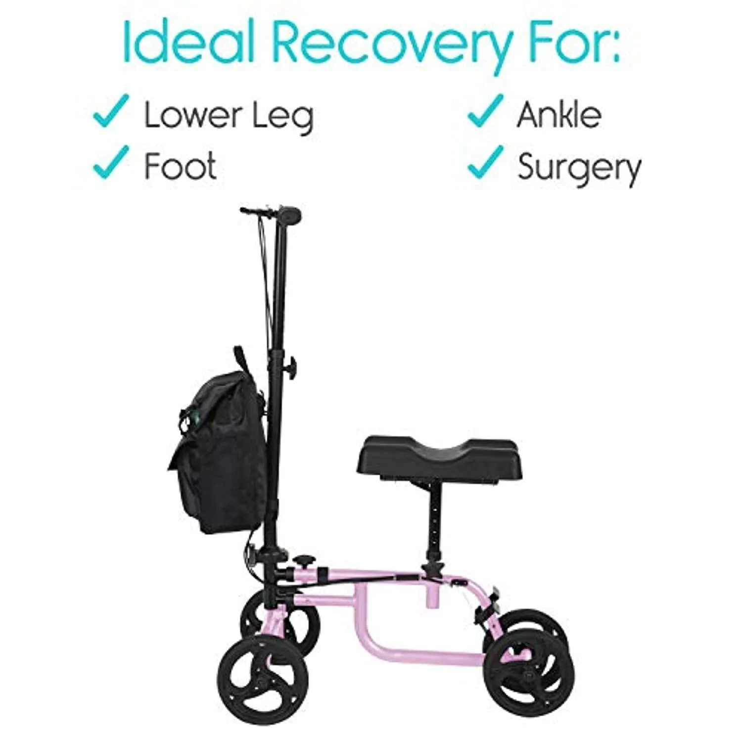 Knee Walker - Steerable Scooter For Broken Leg, Foot, Ankle Injuries - Kneeling Quad Roller Cart