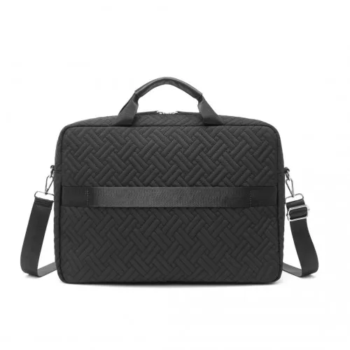 Kono Water-Repellent Quilted Laptop Bag with Trolley Sleeve - Black, Fits 15.6'' Laptops, Ideal for Business & Travel