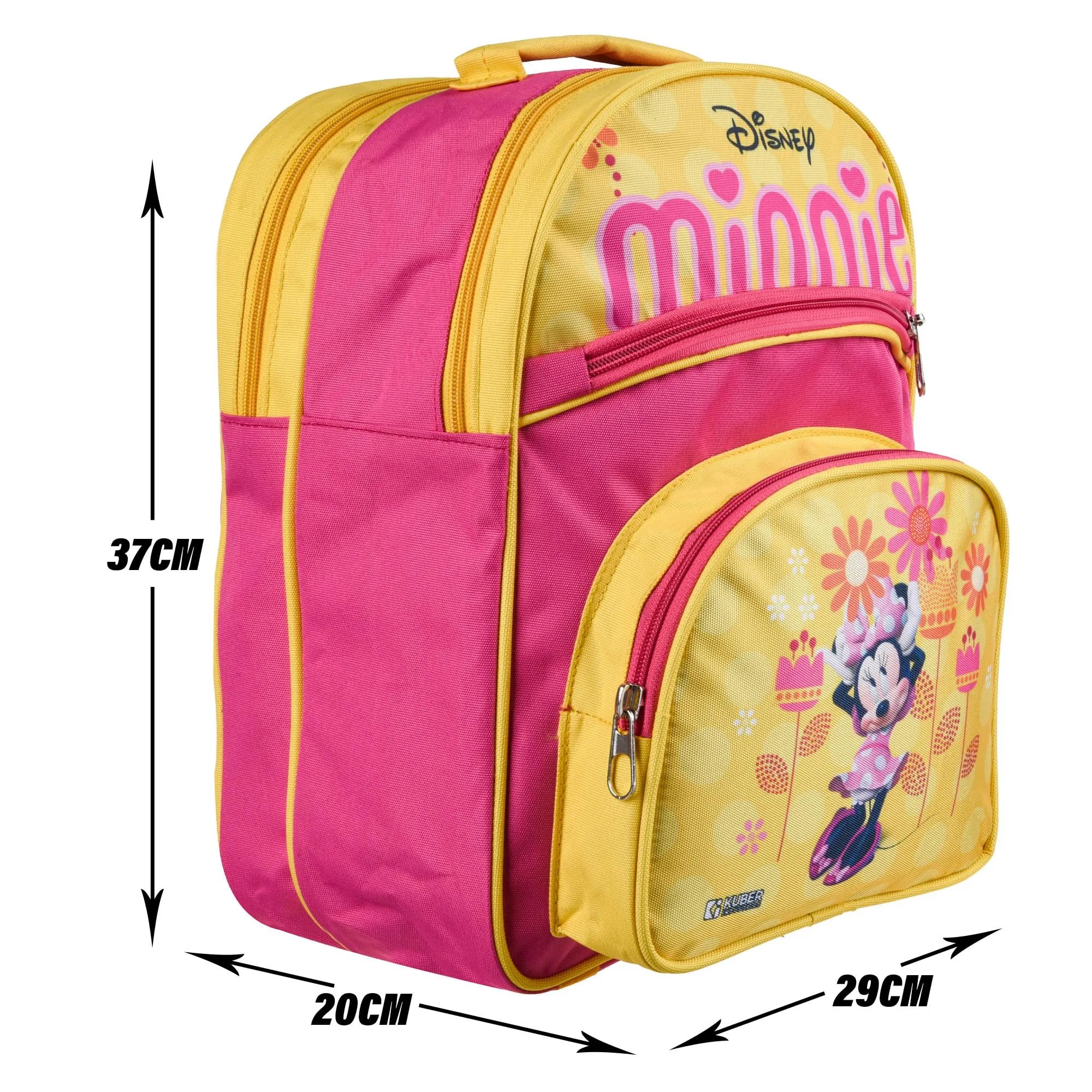 Kuber Industries Disney Minnie School Bags | Kids School Bags | Student Bookbag | Travel Backpack | School Bag for Girls & Boys | School Bag with 4 Compartments | Yellow & Pink