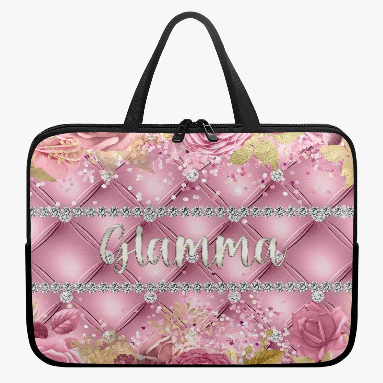 Laptop Sleeve with handles - Pink Floral - Glamma