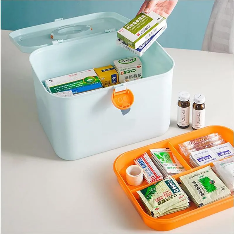 Large Home Medicine Storage Box RX-14 BLUE