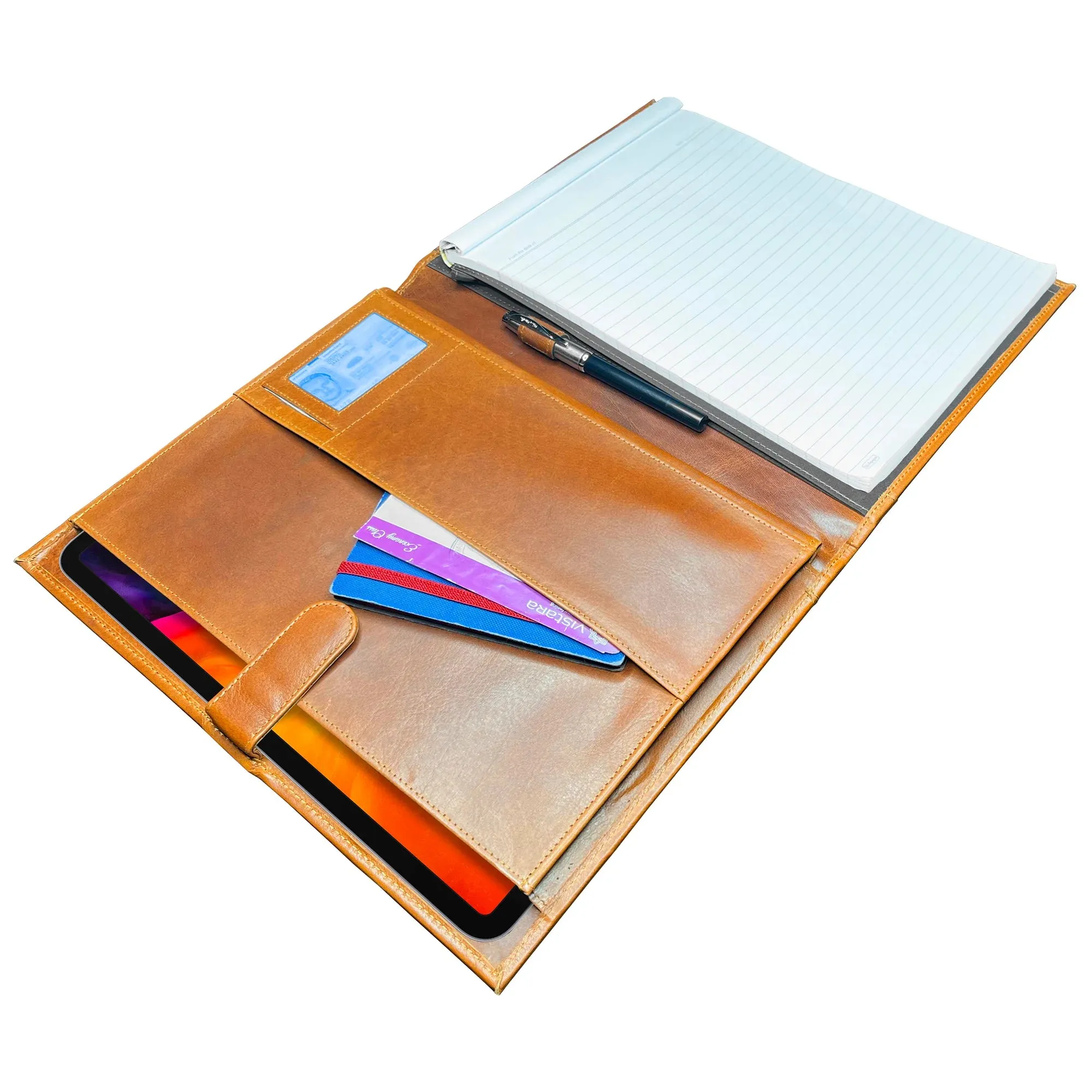 Leather Padfolio Handmade Business Portfolio (Cognac)