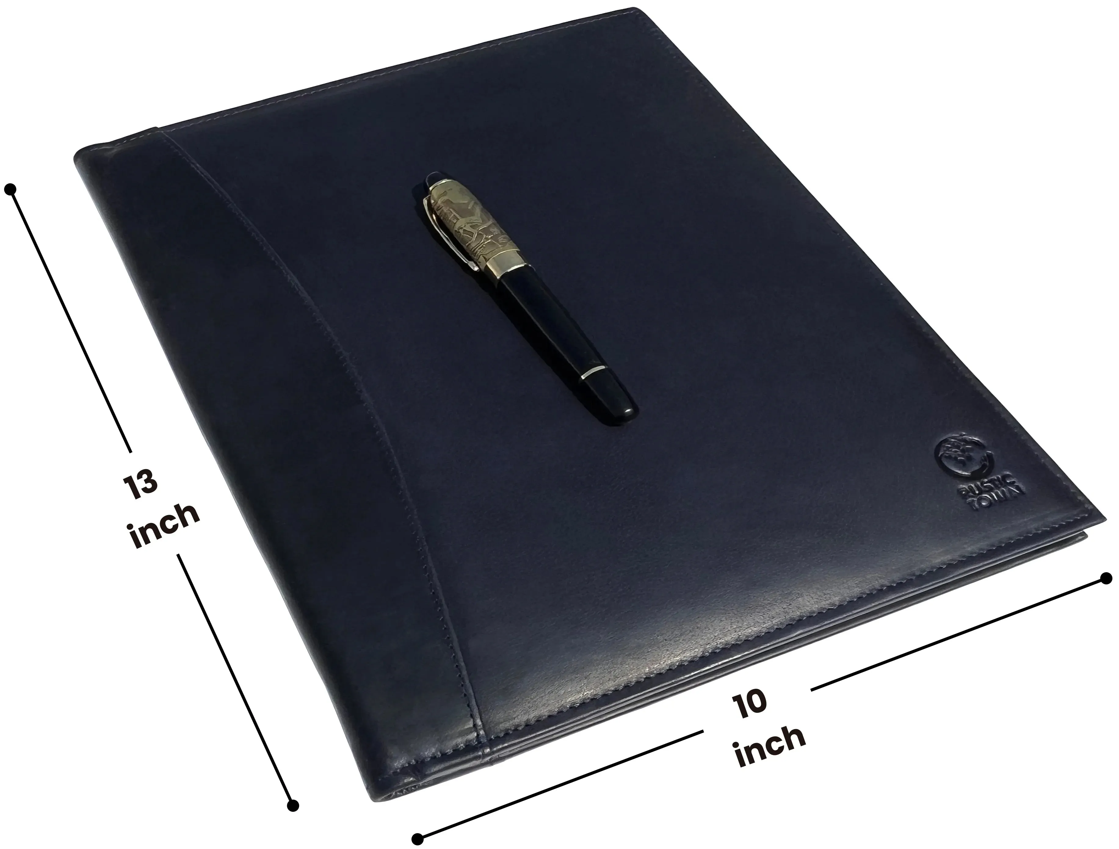 Leather Padfolio Handmade Document Organizer (Blue)