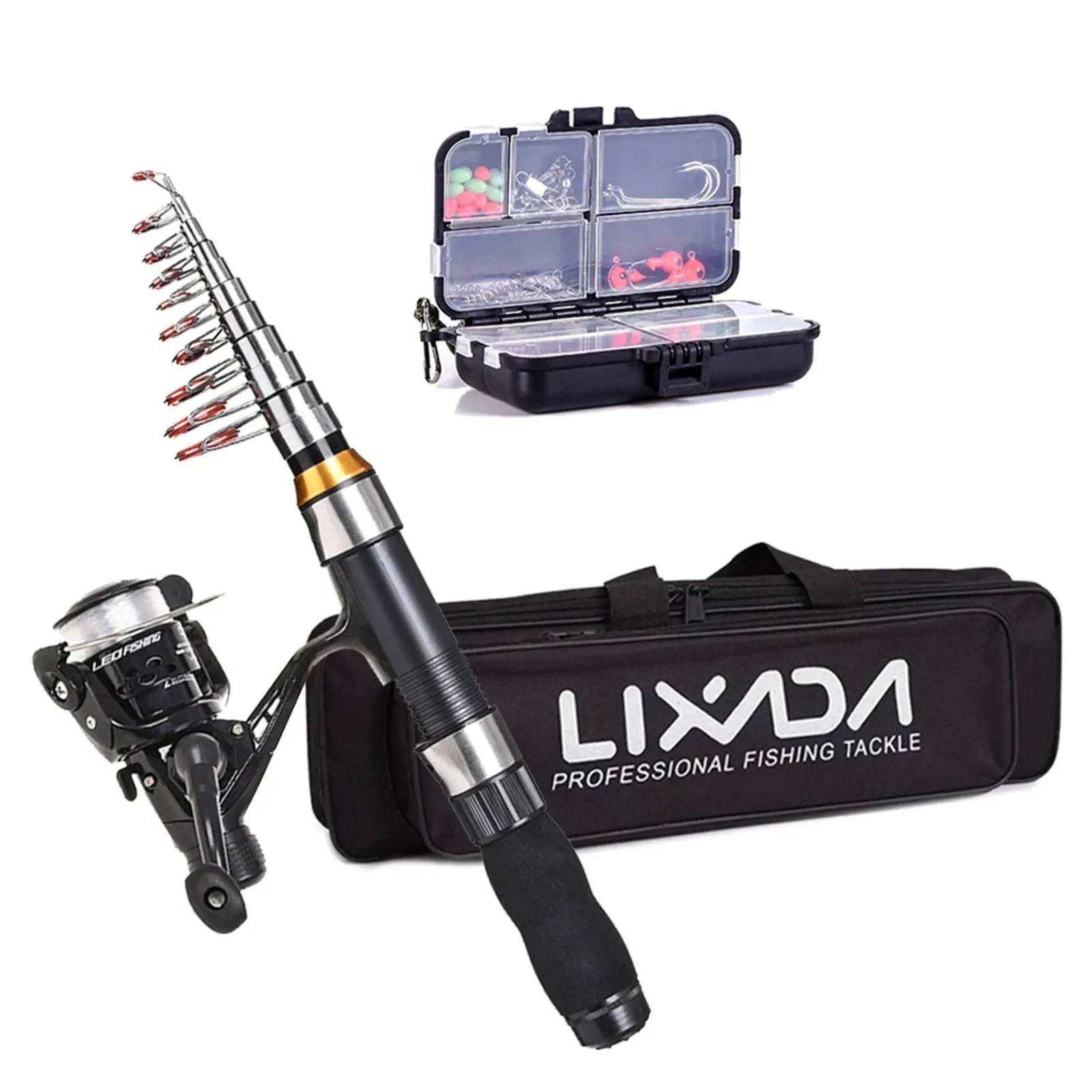 Lixada 2.1m 2.3 m Telescopic Fishing Rod Reel Combo Full Kit Carbon Fiber Rod Pole Spinning Reel Fishing Bag Case Pesca Gear Set