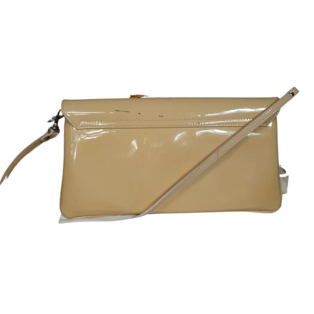 L.K. Bennett "Leola"  Patent Leather Convertable Shoulder Bag/ Clutch Tan