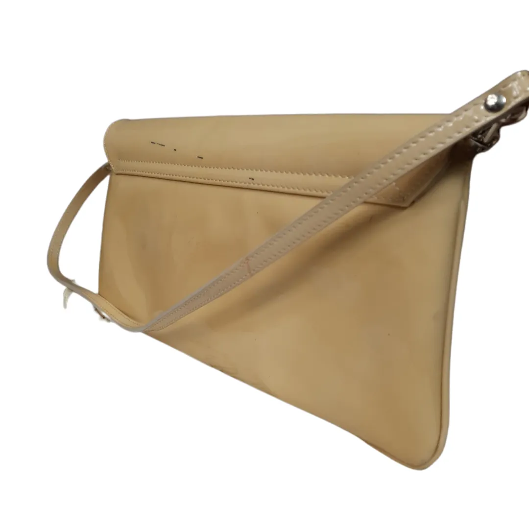 L.K. Bennett "Leola"  Patent Leather Convertable Shoulder Bag/ Clutch Tan