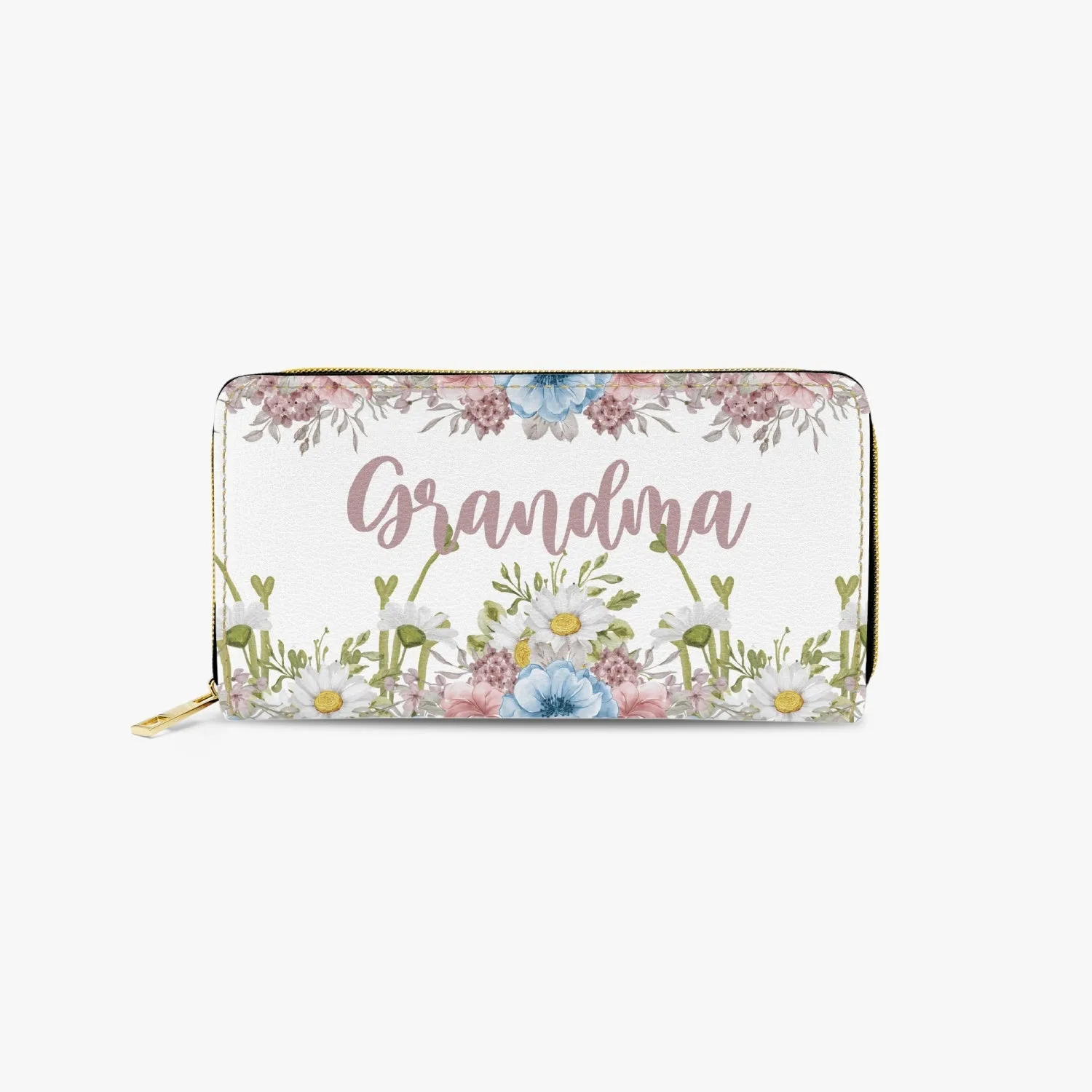 Long Type Zipper Purse, Floral, Grandma