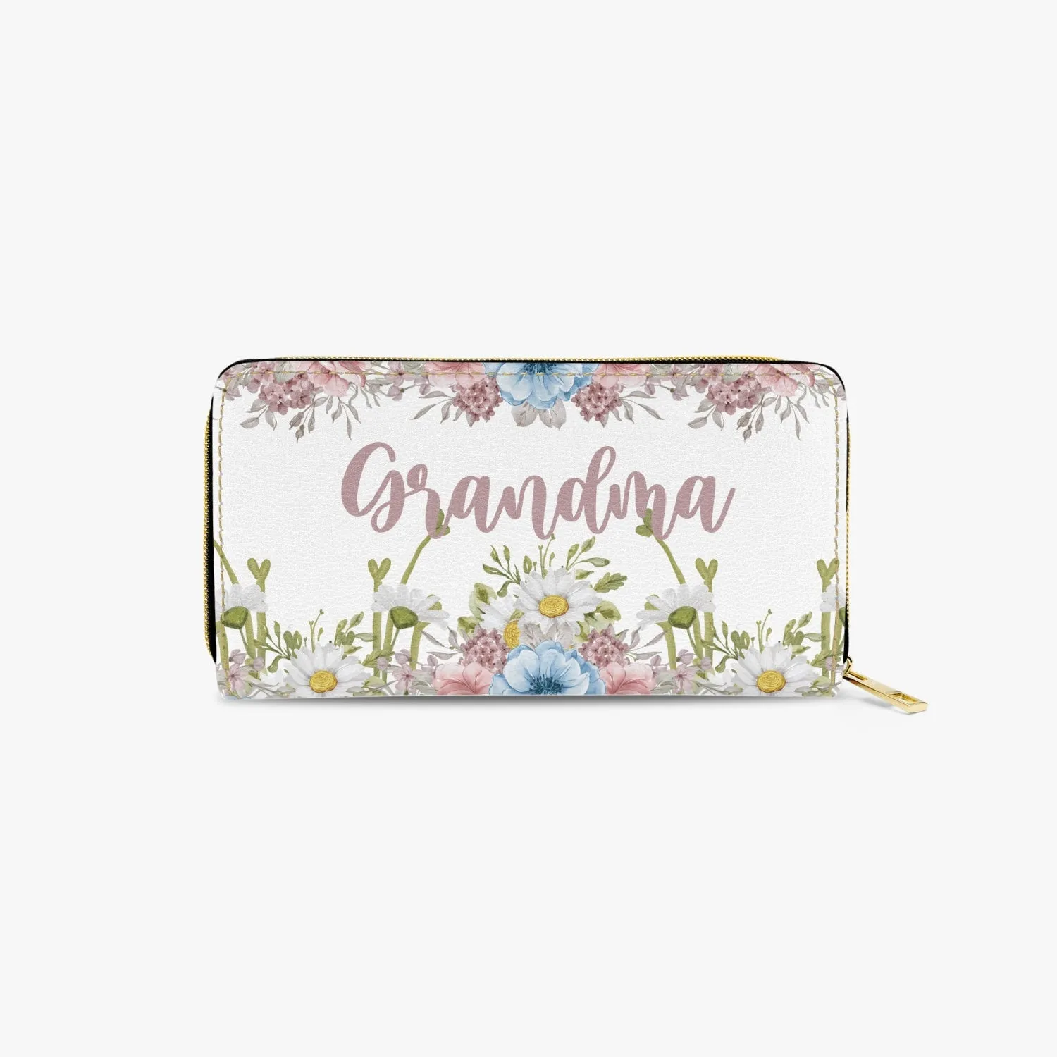 Long Type Zipper Purse, Floral, Grandma