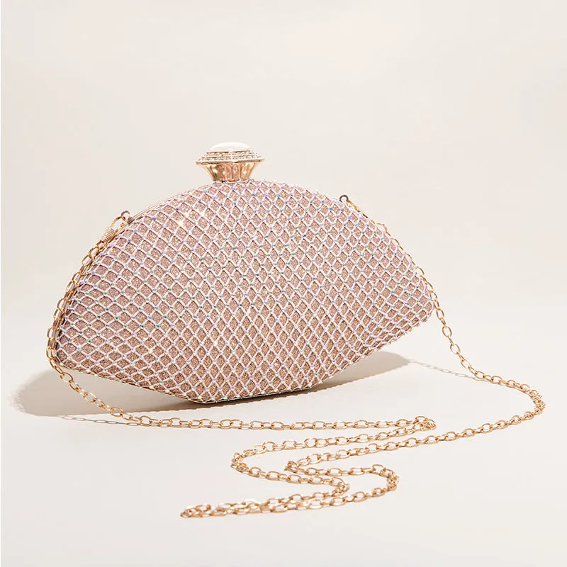 Luxy Moon Shell Shape Rhinestone Evening Bag