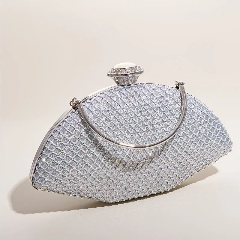 Luxy Moon Shell Shape Rhinestone Evening Bag