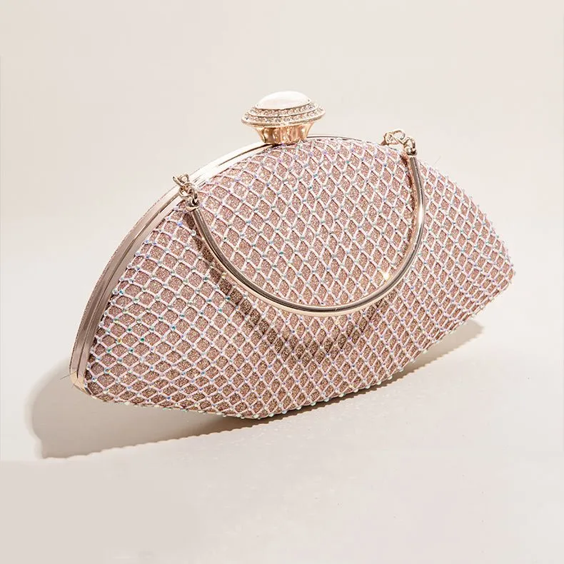 Luxy Moon Shell Shape Rhinestone Evening Bag