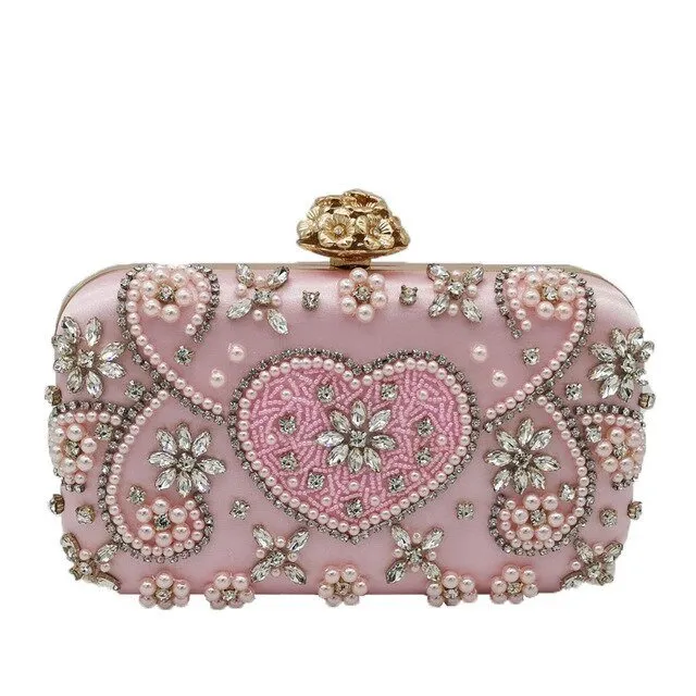 Luxy Moon Vintage Pink Beaded Clutch Evening Bags