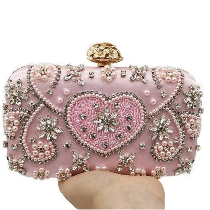 Luxy Moon Vintage Pink Beaded Clutch Evening Bags