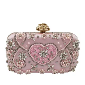 Luxy Moon Vintage Pink Beaded Clutch Evening Bags