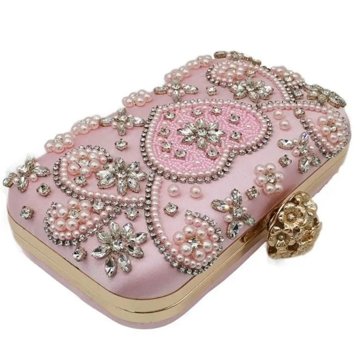 Luxy Moon Vintage Pink Beaded Clutch Evening Bags