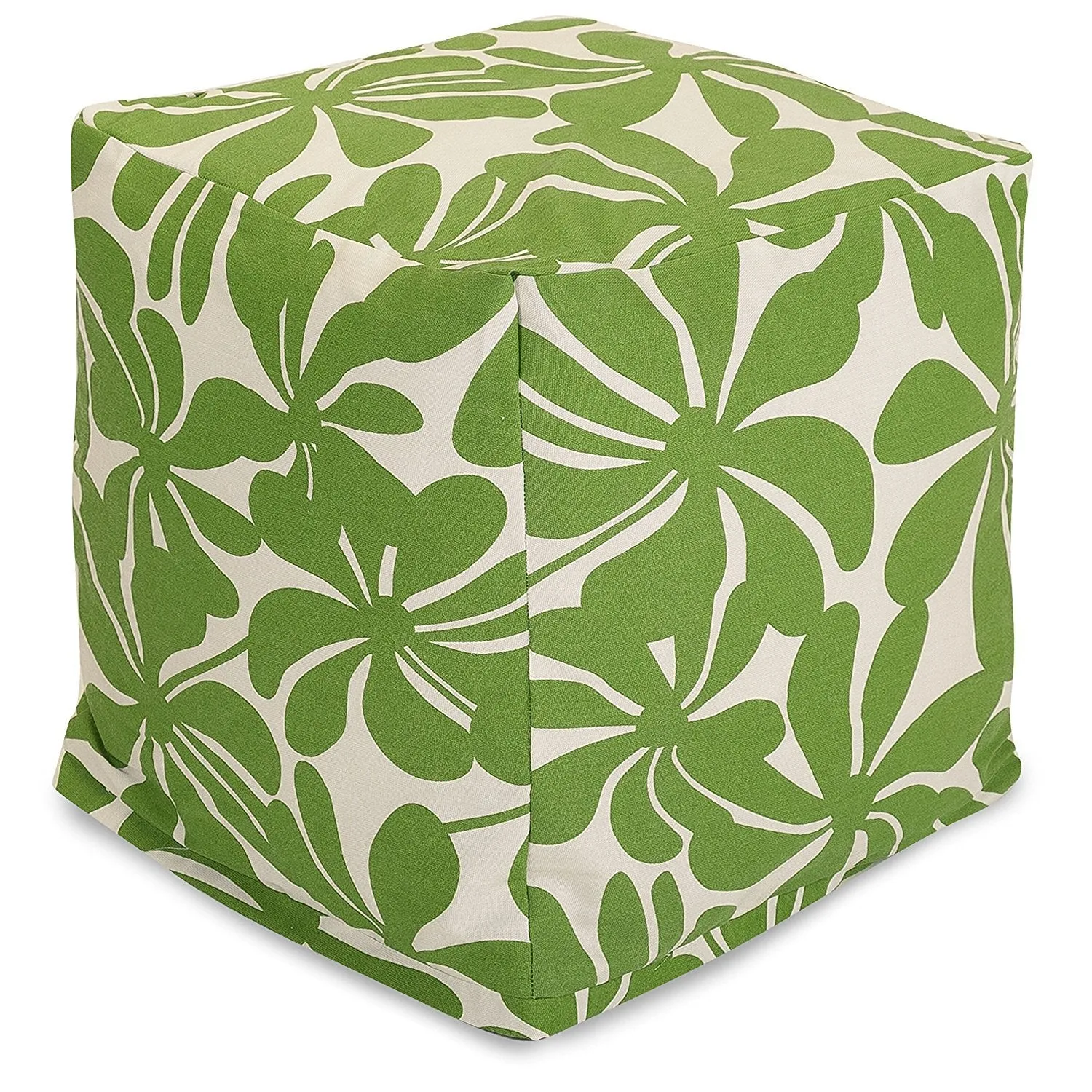 Majestic Home Goods Plantation Indoor / Outdoor Bean Bag Ottoman Pouf Cube, 17&quot; x 17&quot; x 17&quot; (Sage)