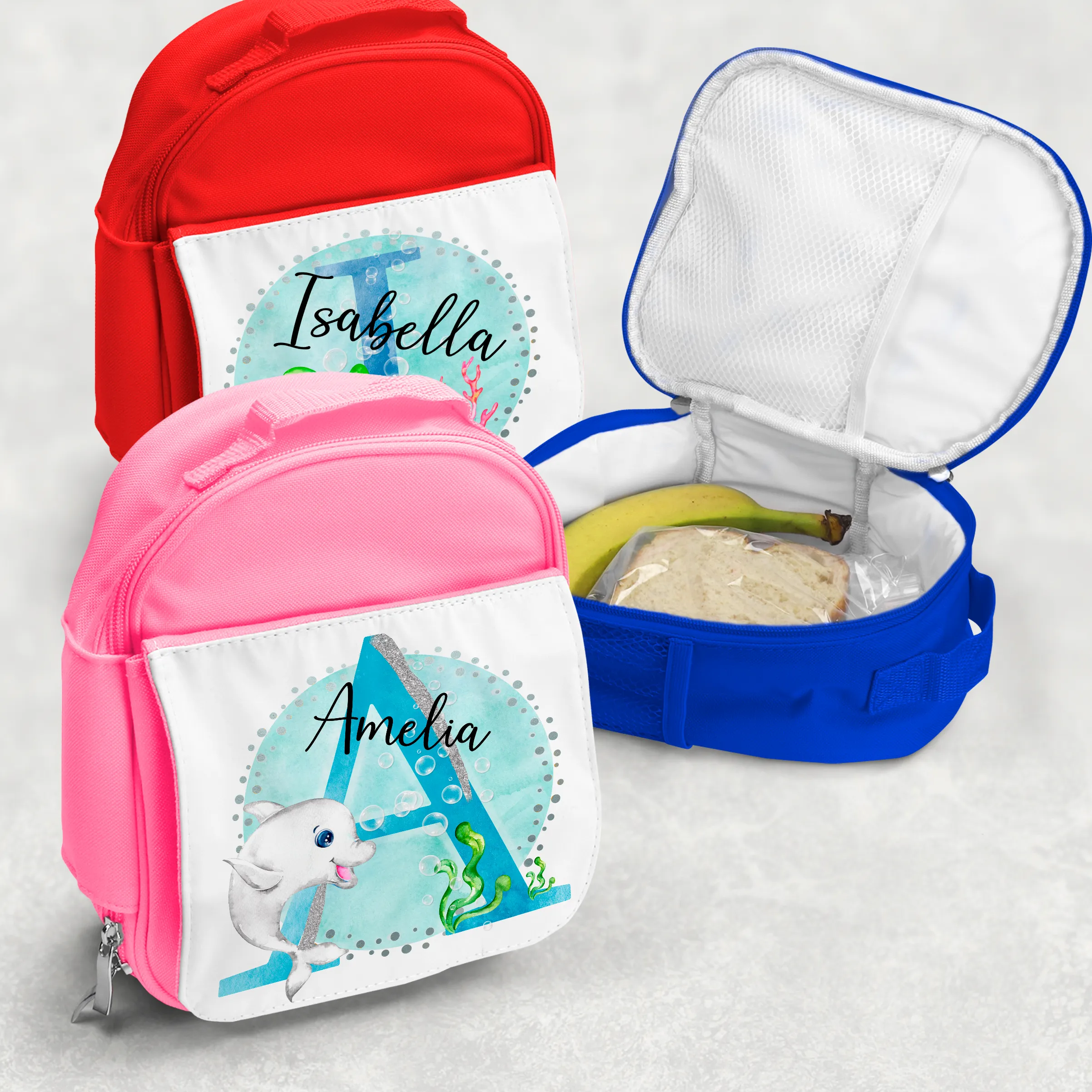 Marine Sea Life Alphabet Personalised Kids Insulated Lunch Bag