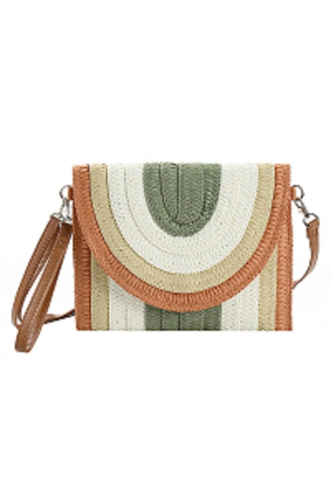 MB0217 Ayla Multi Colored Striped Straw Crossbody/Clutch