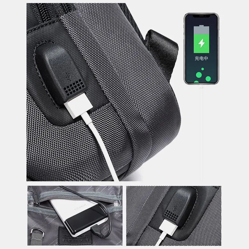 Men Multifunction Multi-pocket USB Charging Chest Bag Large Capacity 15.6 Inch Laptop Bag Crossbody Bags Shoulder