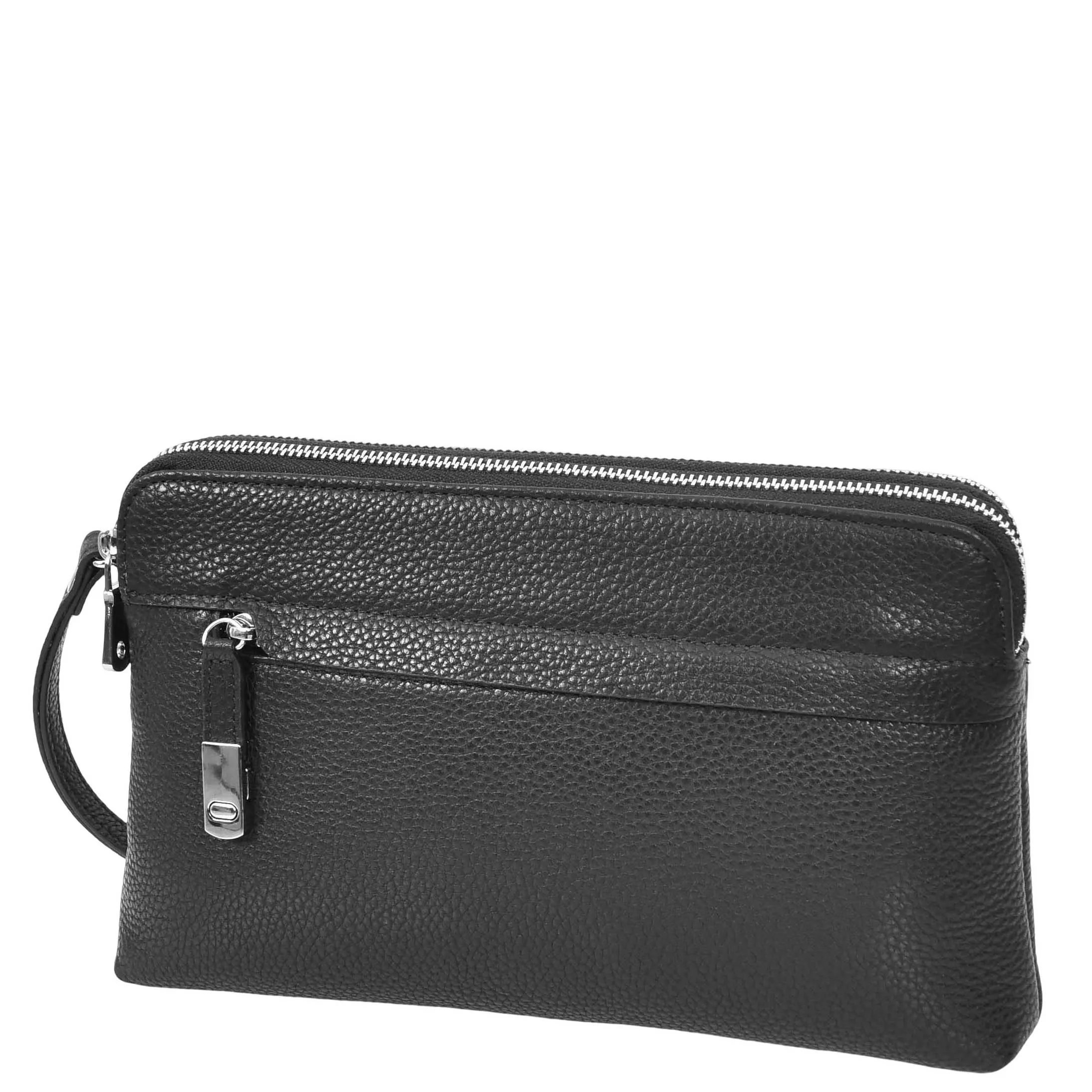 Mens Leather Clutch Bag Mobile Pouch Travel Wrist Bag Purse Handbag A607 Black