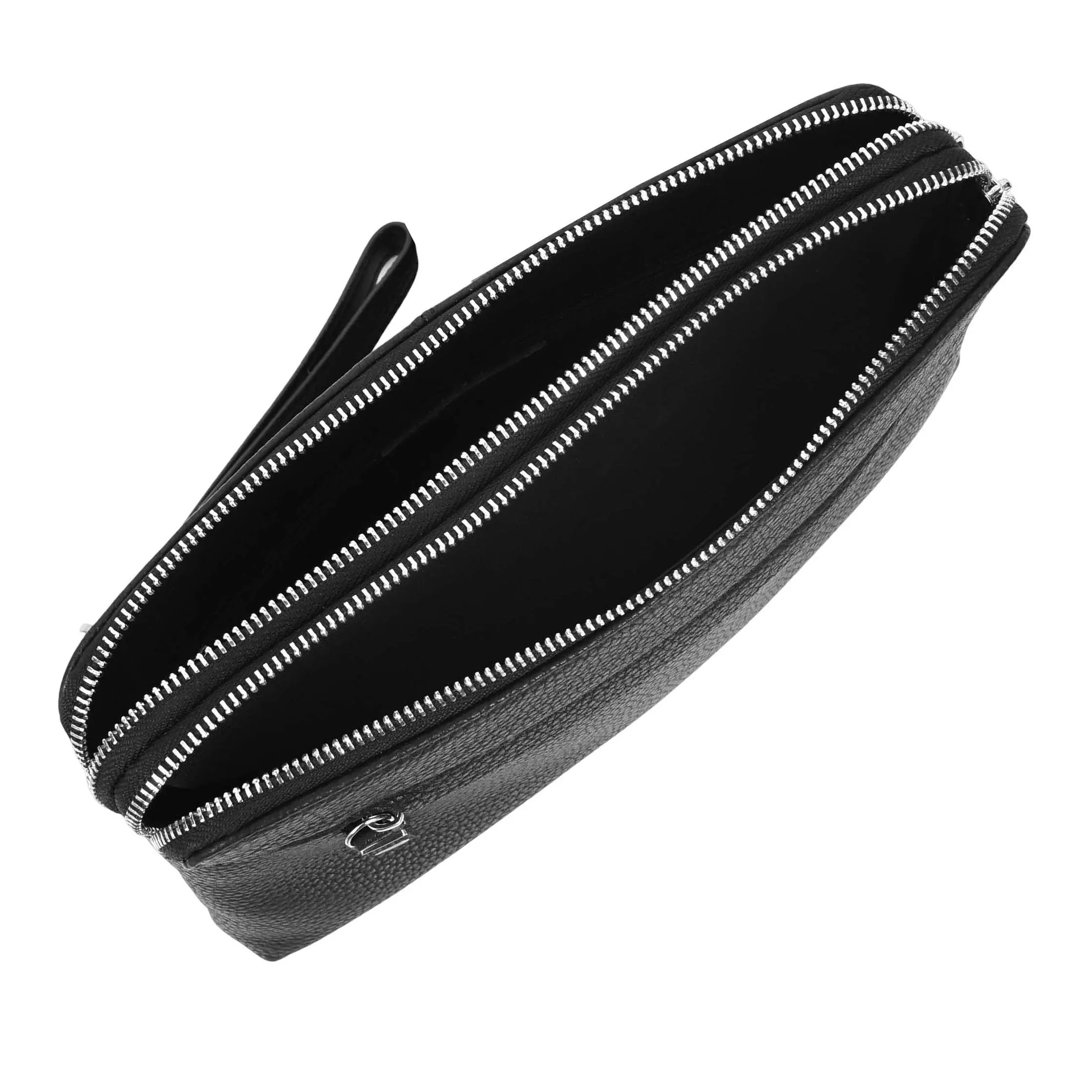 Mens Leather Clutch Bag Mobile Pouch Travel Wrist Bag Purse Handbag A607 Black