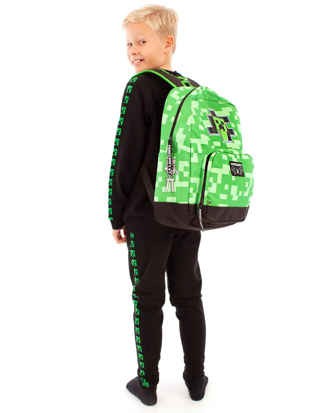 Minecraft Creeper Inside Kids School Backpack - Green