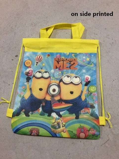 minion backpack gmy pouch non-woven string shoe shopping bag shourlder school bag for boys and girls kids birthday party gifts