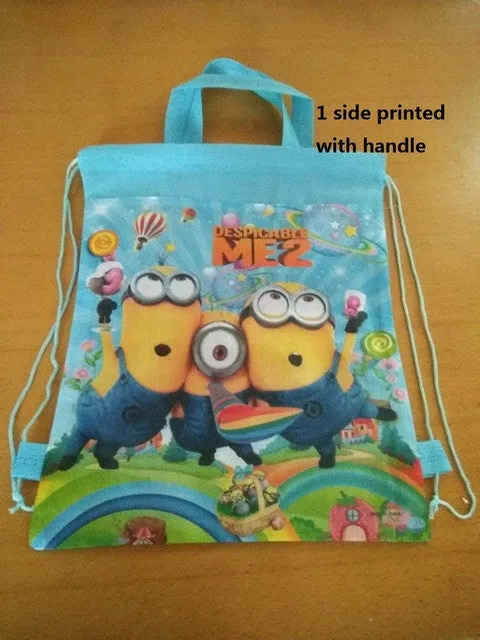 minion backpack gmy pouch non-woven string shoe shopping bag shourlder school bag for boys and girls kids birthday party gifts