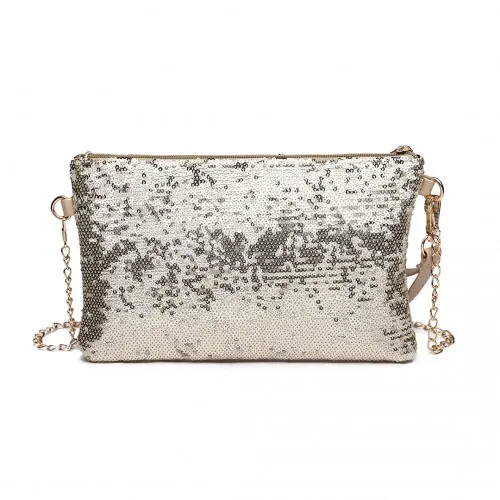 Miss Lulu Sequins Clutch Evening Bag Light - Gold | Elegant & Stylish | Party & Wedding Accessory