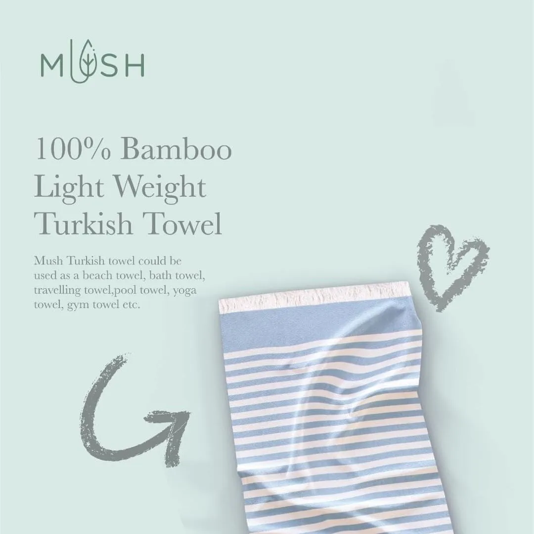 Mush Bamboo Turkish Towel | 100% Bamboo |Ultra Soft, Absorbent & Quick Dry Towel for Bath, Beach, Pool, Travel, Spa and Yoga | 29 x 59 Inches (Yellow - N. Peach - Lilac - Muted Blue)