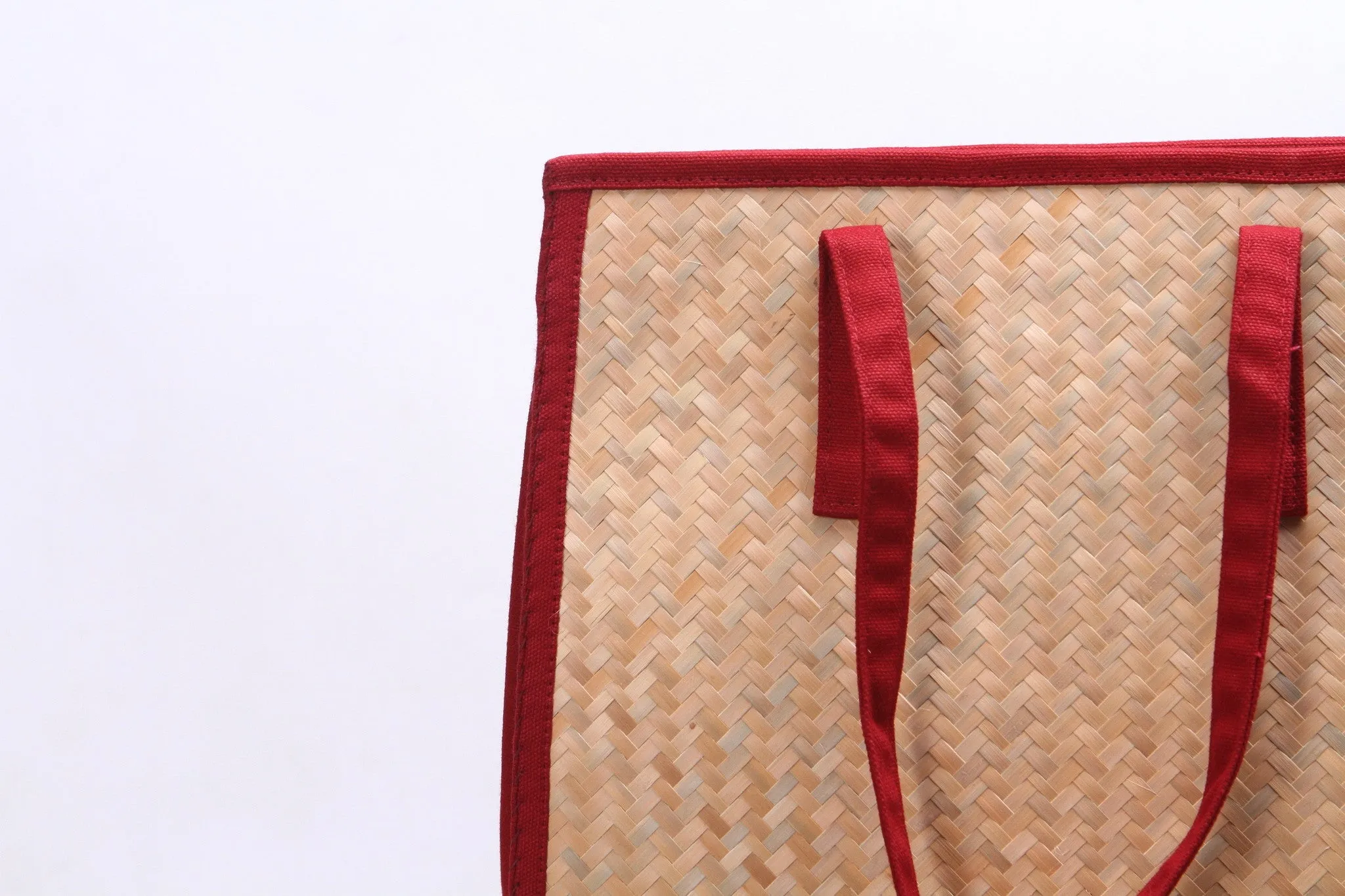 Nattira - Reed Handwoven Tote Bag (Red)