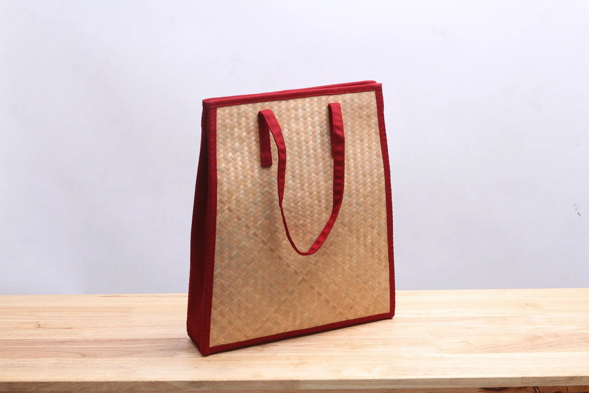 Nattira - Reed Handwoven Tote Bag (Red)