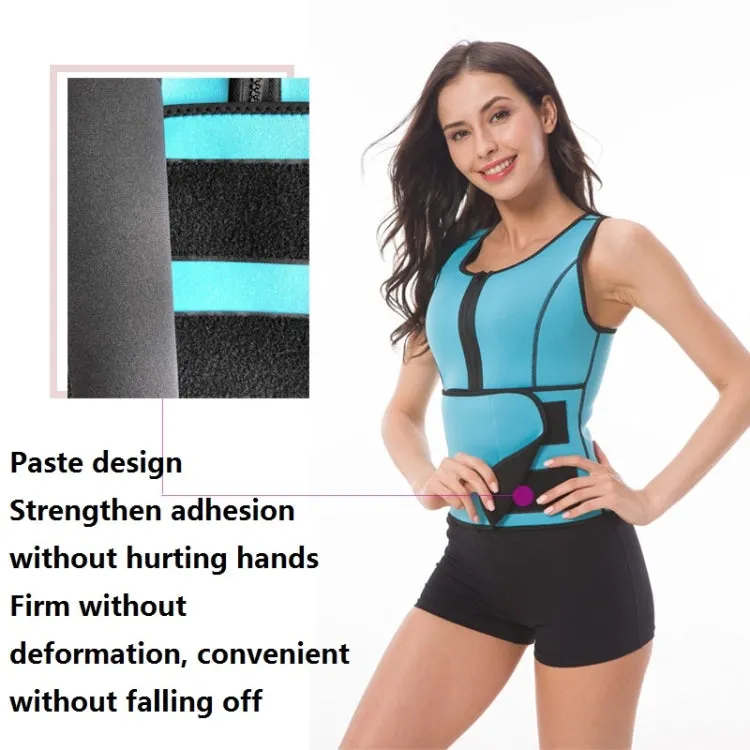 Neoprene Corset Yoga Vest Sweat Suit Postpartum Belly Belt, Size:L(Blue)