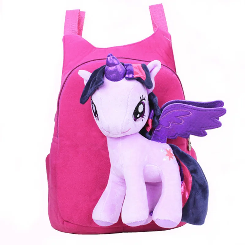 New Brand High Quality Cute 3D My Little Pony Minion Plush Backpack Children's Shoulder Bag Cartoon School Bag for Kids Satchel