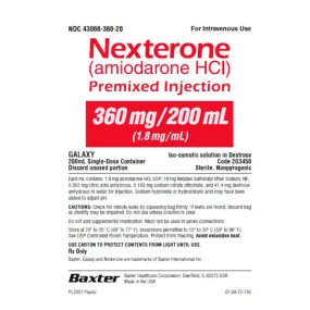 Nexterone Amiodarone HCI 360 mg Premixed Injection IV Bags 200 mL x 10/Case (RX)