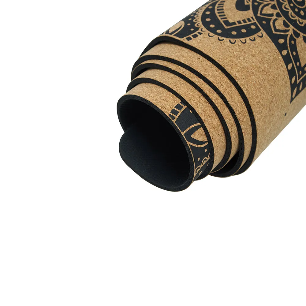 Non-Slip Cork Yoga Mat 3.5mm High-Density Cushion Mandala - Yoga Design Lab