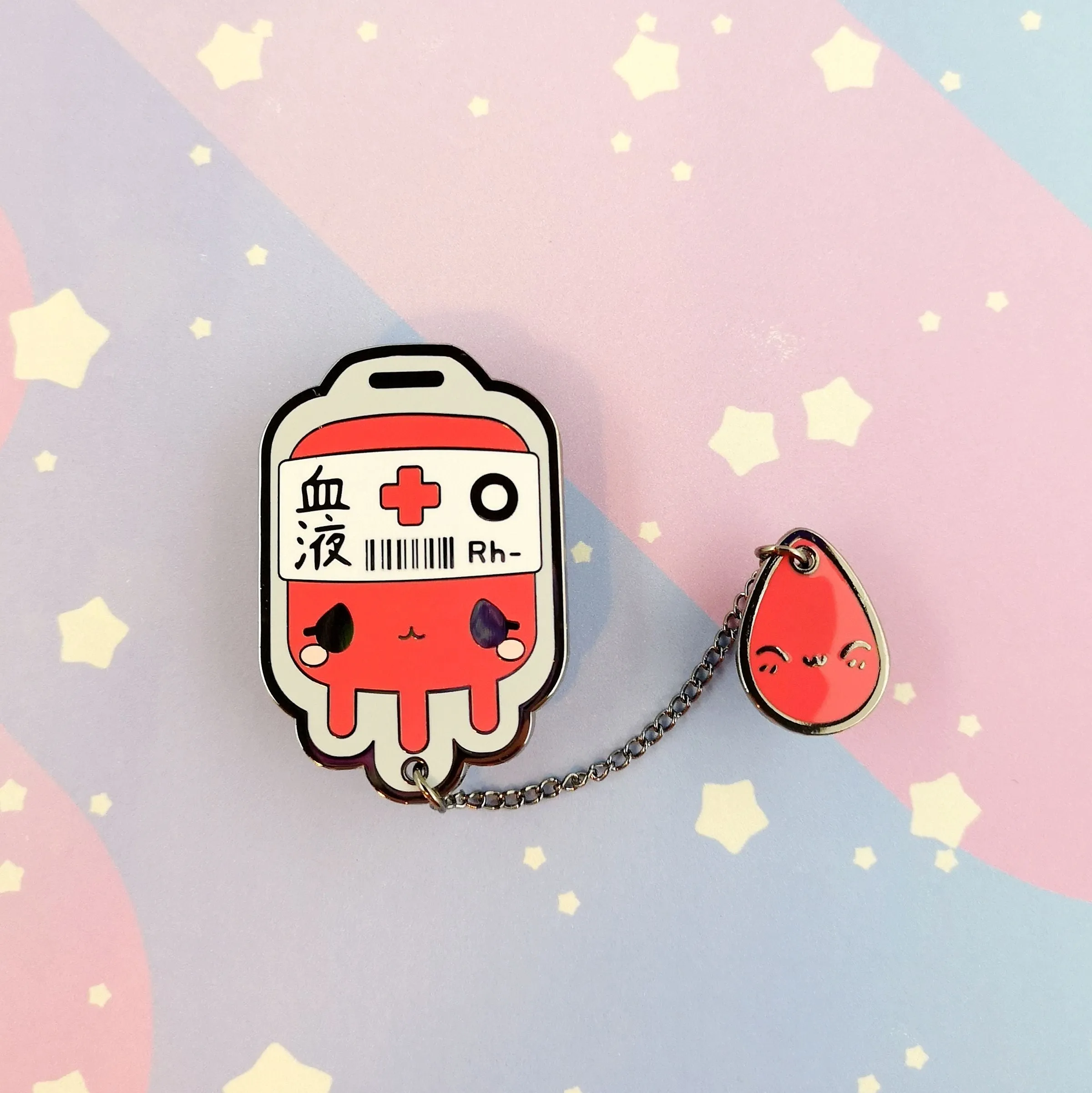 O  Positive Blood Bag -- Hard Enamel Collar Pin -- Kawaii Medical Pins Series