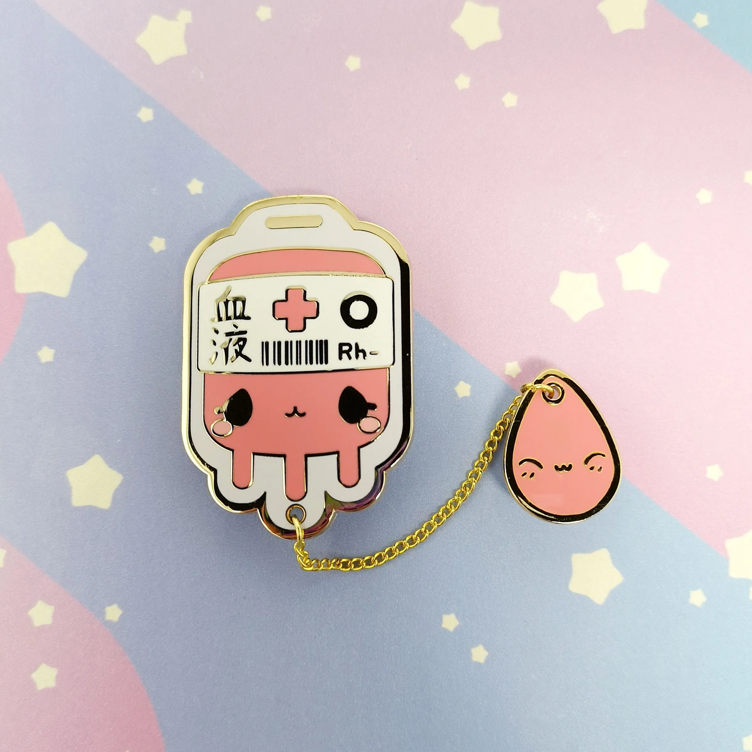 O  Positive Blood Bag -- Hard Enamel Collar Pin -- Kawaii Medical Pins Series