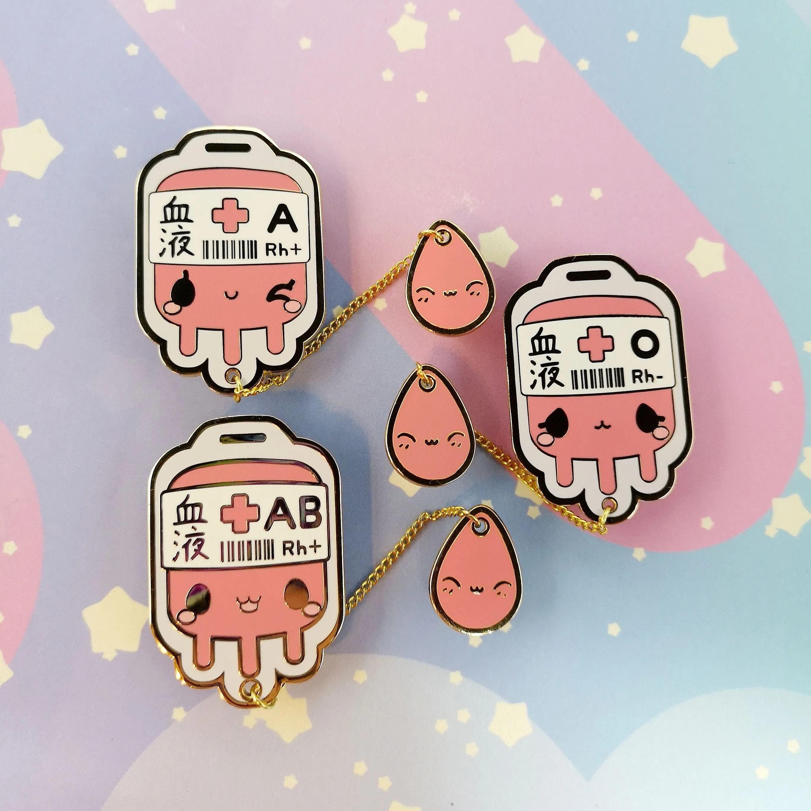 O  Positive Blood Bag -- Hard Enamel Collar Pin -- Kawaii Medical Pins Series