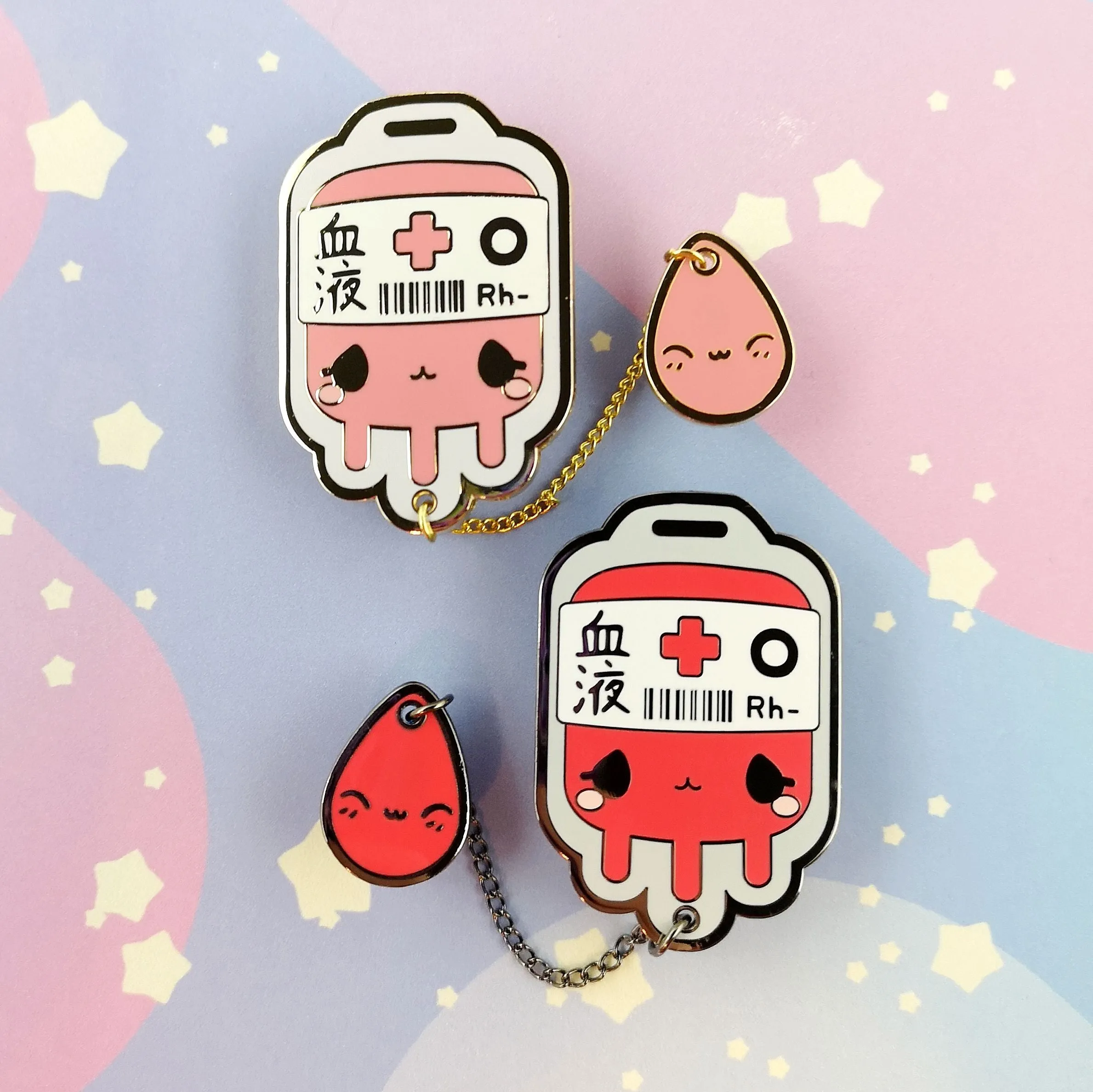 O  Positive Blood Bag -- Hard Enamel Collar Pin -- Kawaii Medical Pins Series