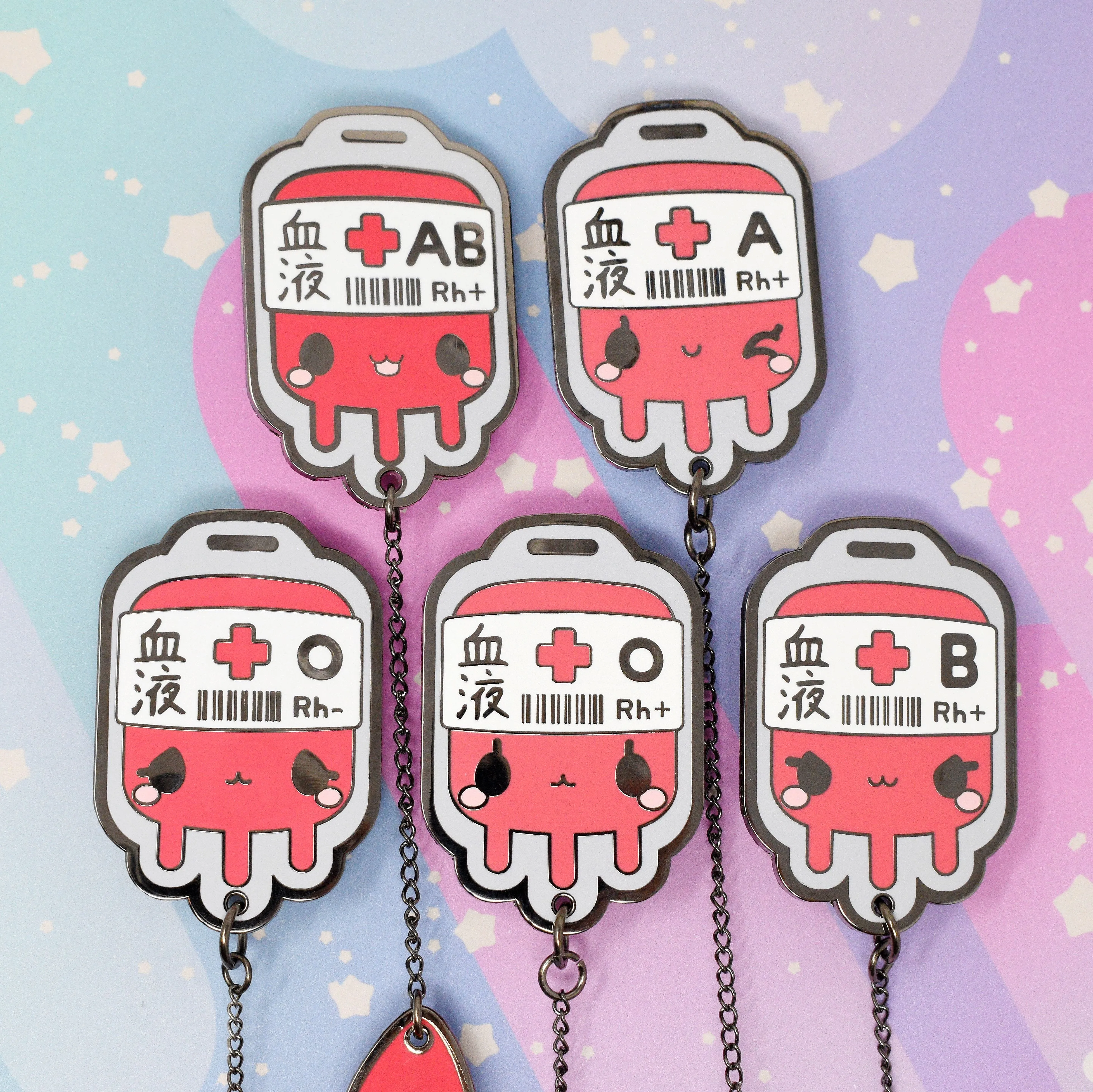 O  Positive Blood Bag -- Hard Enamel Collar Pin -- Kawaii Medical Pins Series