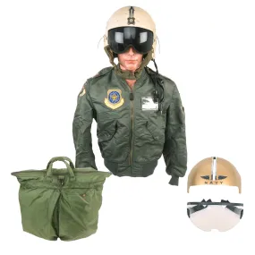 Original U.S. Vietnam War Named Flight Jacket & APH-5 Helicopter Pilot Flying Helmet Group - 56th Aeromedical Evacuation Squadron