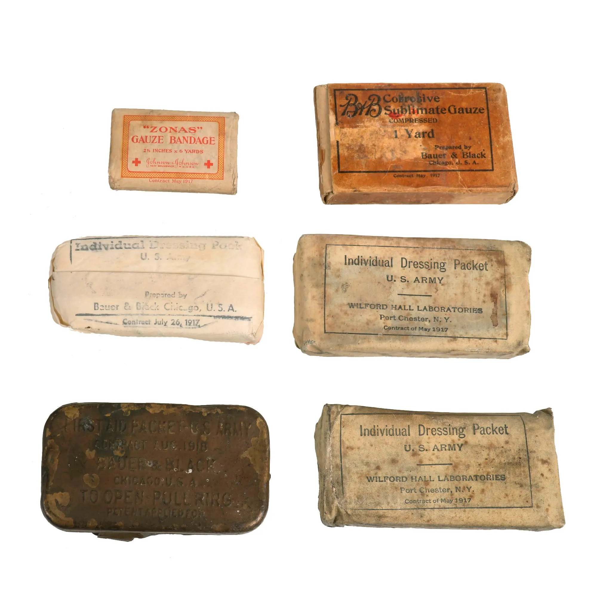 Original U.S. WWI M1912 Experimental Cavalry Ration Bags as used by Medical Corpsman With Instruments and Medical Supplies