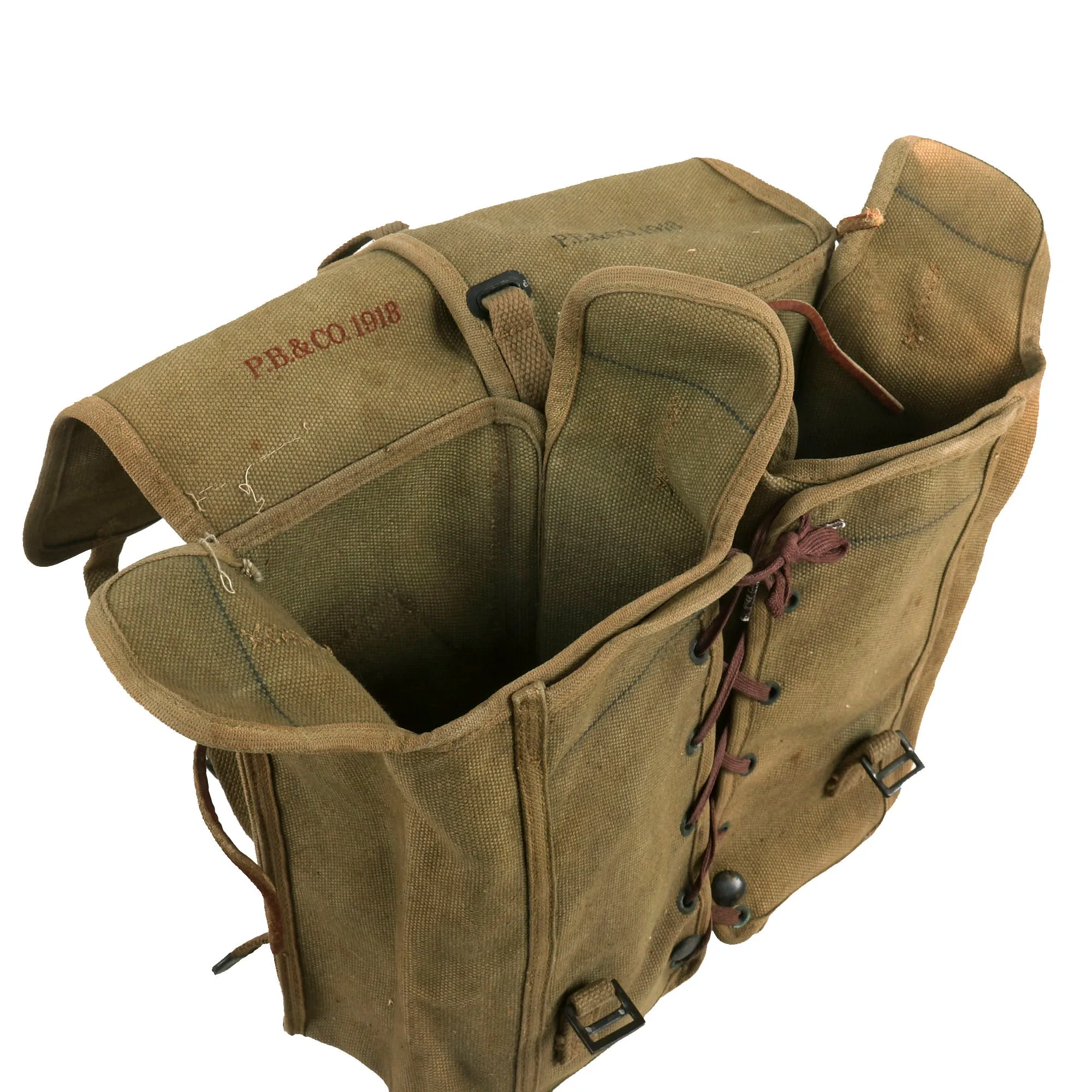 Original U.S. WWI M1912 Experimental Cavalry Ration Bags as used by Medical Corpsman With Instruments and Medical Supplies