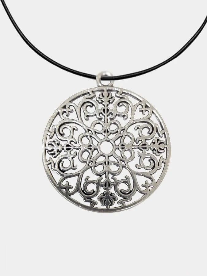 Ornament Circle Pendant Necklace