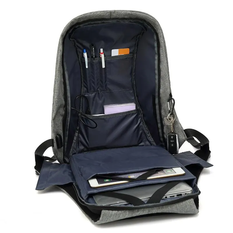 Oxford Waterproof Business and Laptop Smart Backpack- Blue