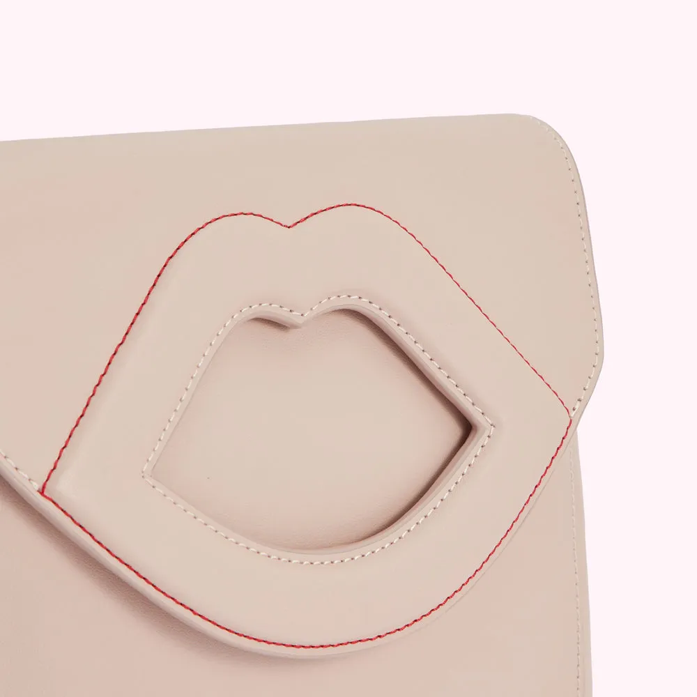 PEBBLE PINK LIP CUT OUT EMERY CLUTCH BAG