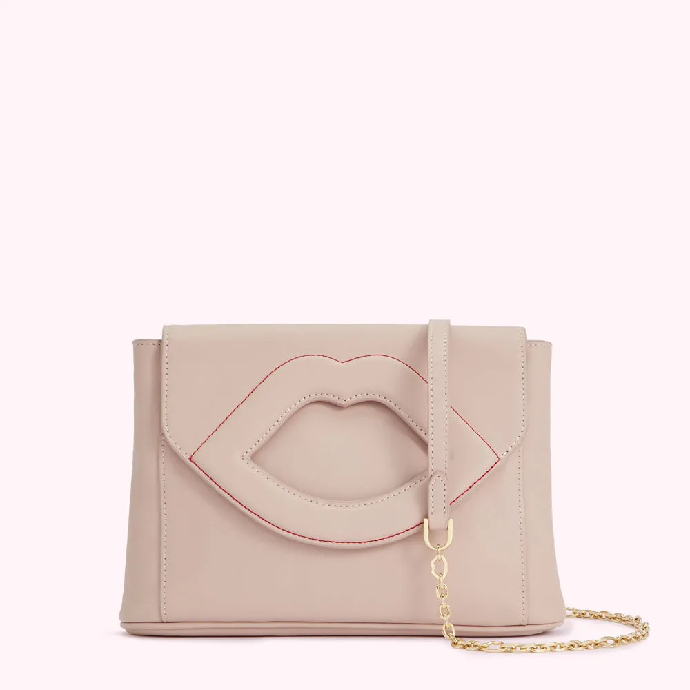 PEBBLE PINK LIP CUT OUT EMERY CLUTCH BAG