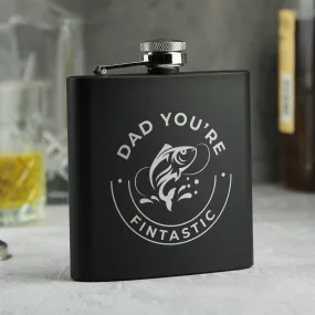 Personalised Fishing Black Hip Flask